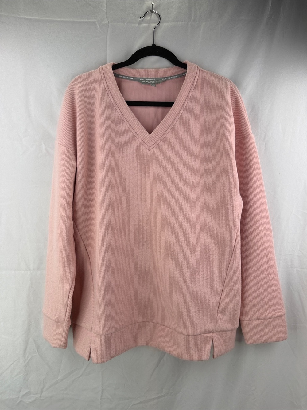 Marc New York Andrew Marc Women’s Size L Blush Pink V-Neck Ribbed Knit Sweater